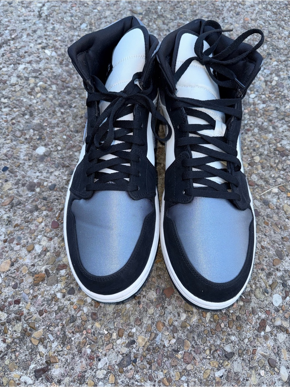 Jordan High-Top Leather Sneakers in Black and Silver